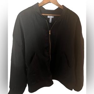 Keith Black Silky Oversized Bomber Jacket Puffy sleeves,L So Soft